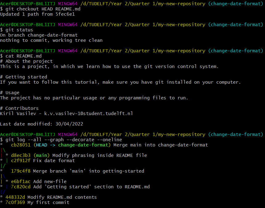 Cancelling staged and unstaged changes